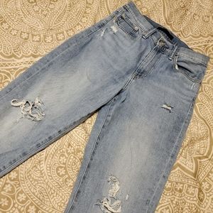 High rise distressed boyfriend jeans